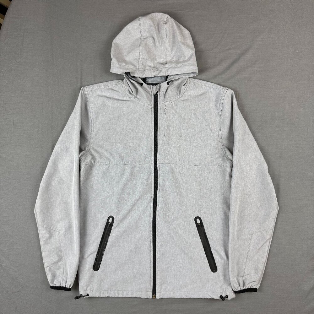 Rip Curl Jacket Mens Small Gray Anti Series Full Zip Hooded Windbreaker Surfing